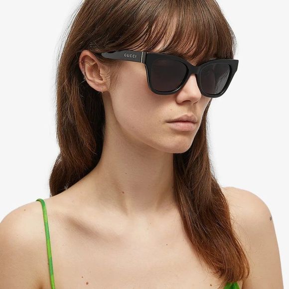Gucci GG1133S 001 Sunglasses Shiny Black Dark Gray Cat Eye Women main image 7